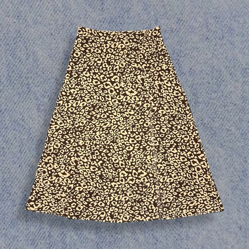 Shein Brown Leopard Print A-Line Midi Skirt - Women’s XS